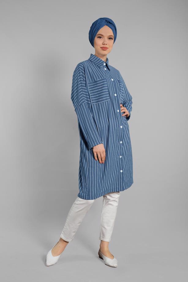 Vêtements hijab  Striped Button Tunic T 79202 - TRENDTESETTÜR