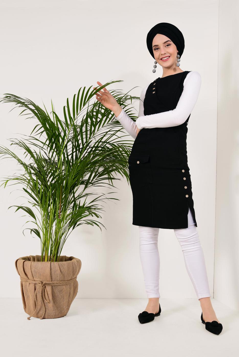 Vêtements hijab NOIR TUNIQUE T 8389