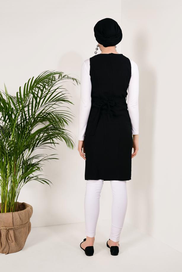 Vêtements hijab  Button Detail Belted Tunic T 83891 - TRENDTESETTÜR