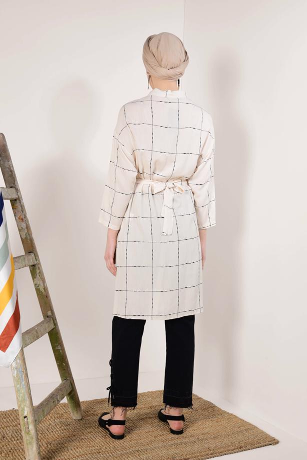 Vêtements hijab  Checked Tie Waist Tunic T 91991  - TRENDTESETTÜR