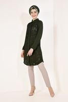 Tesettür giyim HAKİ LAZER KESİM İNCİLİ TUNİK T 97281