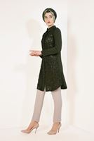 Tesettür giyim HAKİ LAZER KESİM İNCİLİ TUNİK T 97281