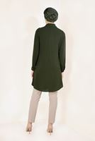 Tesettür giyim HAKİ LAZER KESİM İNCİLİ TUNİK T 97281