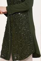 Tesettür giyim HAKİ LAZER KESİM İNCİLİ TUNİK T 97281