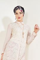 Tesettür giyim BEJ LAZER KESİM İNCİLİ TUNİK T 97281