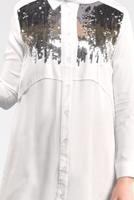 Tesettür giyim KREM RENKLİ PUL PAYETLİ TUNİK 0001