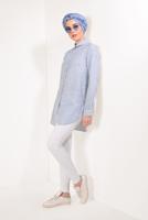 Tesettür giyim MAVİ ÇİZGİLİ TUNİK 0003