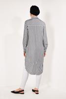 Tesettür giyim SİYAH CEP DETAYLI ÇİZGİLİ TUNİK T 0004 