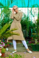 Tesettür giyim BEJ ÖNDEN DÜĞMELİ BOL KESİM TUNİK 0005