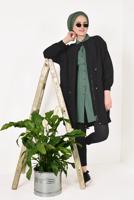 Tesettür giyim YEŞİL KUŞAK DETAYLI TENCEL TUNİK T 0006 