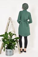 Tesettür giyim YEŞİL KUŞAK DETAYLI TENCEL TUNİK T 0006 