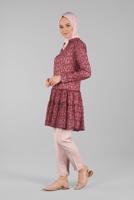 Tesettür giyim MERCAN ETEK UCU FIRFIRLI ÇİÇEKLİ TUNİK T 0007