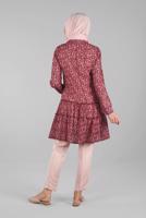 Tesettür giyim MERCAN ETEK UCU FIRFIRLI ÇİÇEKLİ TUNİK T 0007