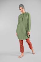 Tesettür giyim HAKİ HAKİM YAKA DÜĞMELİ TUNİK 7103