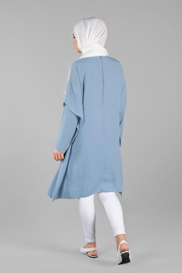 Vêtements hijab  Pearl Detail Asymmetric Cut Tunic T 0132 - TRENDTESETTÜR