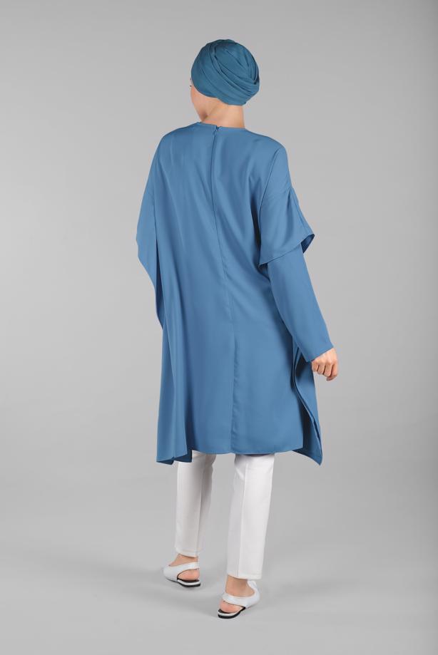 Vêtements hijab  Pearl Detail Asymmetric Cut Tunic T 0132 - TRENDTESETTÜR