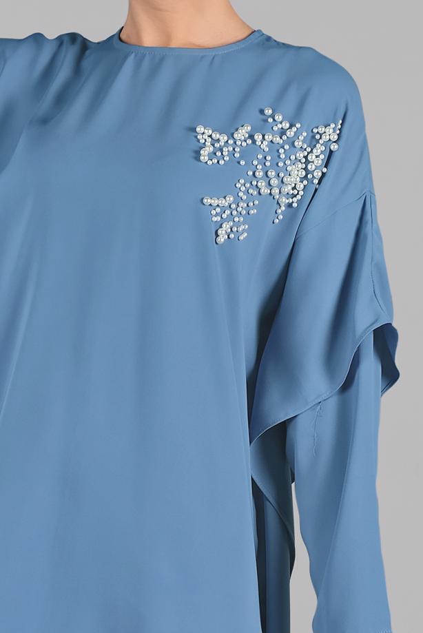 Vêtements hijab  Pearl Detail Asymmetric Cut Tunic T 0132 - TRENDTESETTÜR
