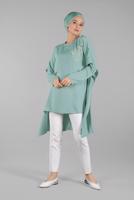 Hijab clothing GREEN Pearl Detail Asymmetric Cut Tunic T 0132