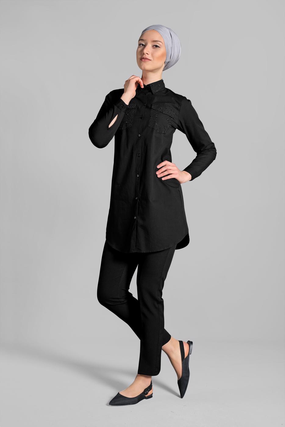 Vêtements hijab NOIR Tunique T 0174 