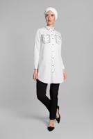 Hijab clothing WHITE Stoned Tunic T 0174 