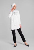 Hijab clothing WHITE Stoned Tunic T 0174 