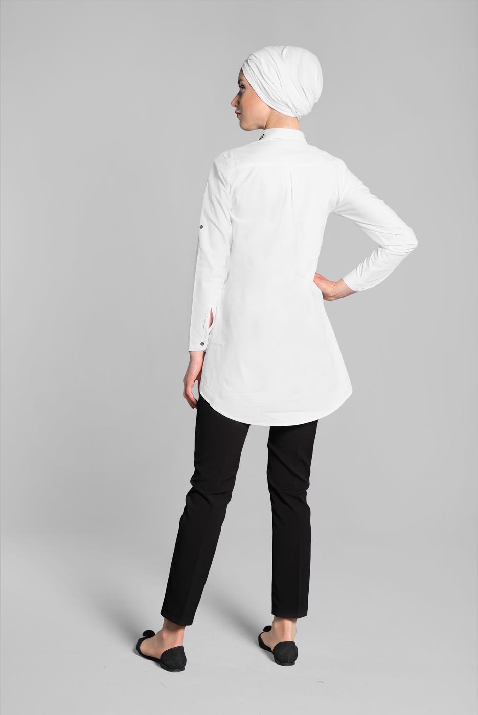 Hijab clothing WHITE Stoned Tunic T 0174 