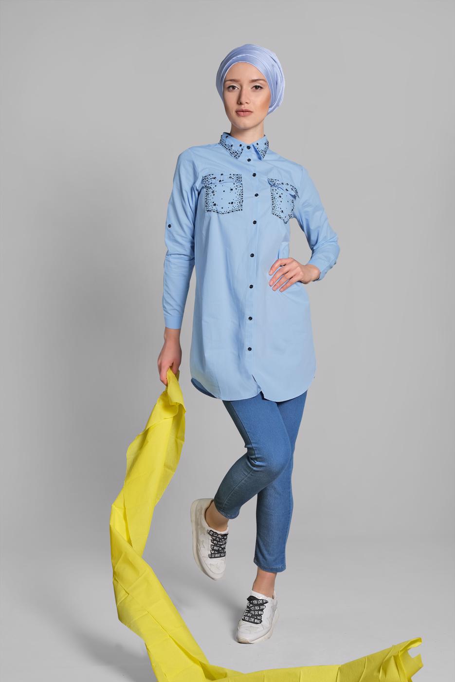 Vêtements hijab BLEU Tunique T 0174 