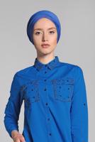 Hijab clothing NAVY BLUE Stoned Tunic T 0174 