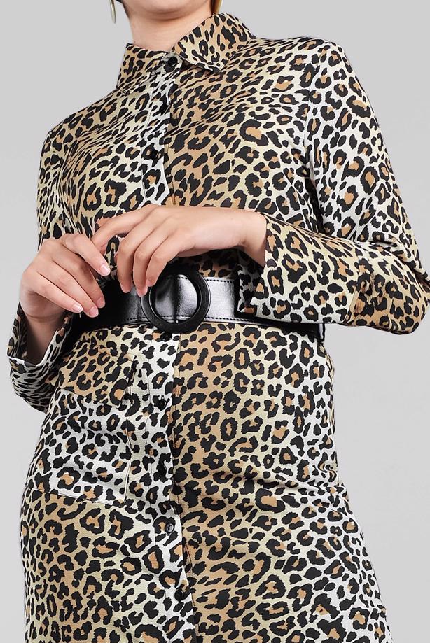 Vêtements hijab  Leopard Print Hidden Button Tunic T 322  - TRENDTESETTÜR
