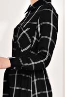 Tesettür giyim SİYAH EKOSELİ YIRTMAÇ DETAYLI UZUN TUNİK T 0426