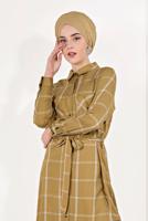 Tesettür giyim TURUNCU EKOSELİ YIRTMAÇ DETAYLI UZUN TUNİK T 0426