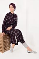 Tesettür giyim MÜRDÜM EKOSELİ YIRTMAÇ DETAYLI UZUN TUNİK T 0426