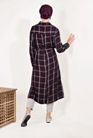 Tesettür giyim MÜRDÜM EKOSELİ YIRTMAÇ DETAYLI UZUN TUNİK T 0426