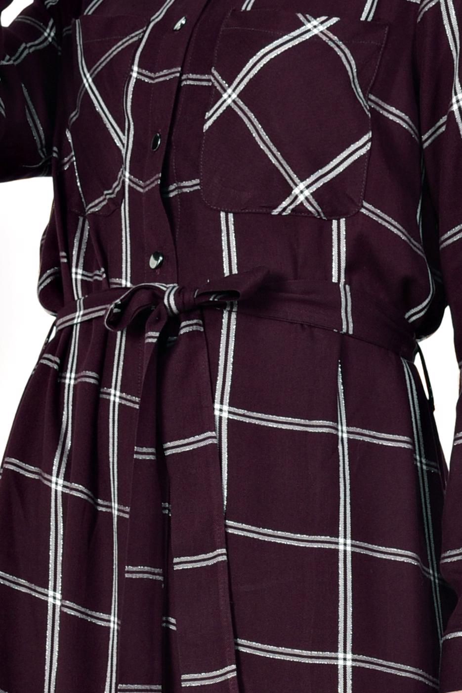 Tesettür giyim MÜRDÜM EKOSELİ YIRTMAÇ DETAYLI UZUN TUNİK T 0426