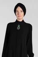 Tesettür giyim SİYAH FİTİLLİ KOL UZUN TUNİK 0722