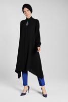 Tesettür giyim SİYAH FİTİLLİ KOL UZUN TUNİK 0722