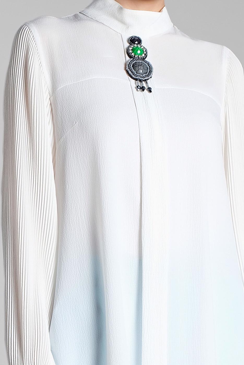 Tesettür giyim BEYAZ FİTİLLİ KOL UZUN TUNİK 0722