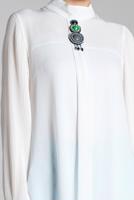 Tesettür giyim BEYAZ FİTİLLİ KOL UZUN TUNİK 0722