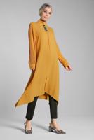 Tesettür giyim SARI FİTİLLİ KOL UZUN TUNİK 0722