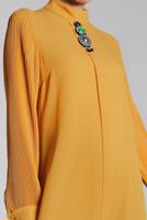 Tesettür giyim SARI FİTİLLİ KOL UZUN TUNİK 0722