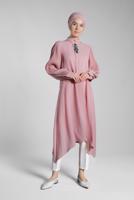 Tesettür giyim PUDRA FİTİLLİ KOL UZUN TUNİK 0722
