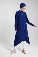 Tesettür giyim LACİVERT FİTİLLİ KOL UZUN TUNİK 0722