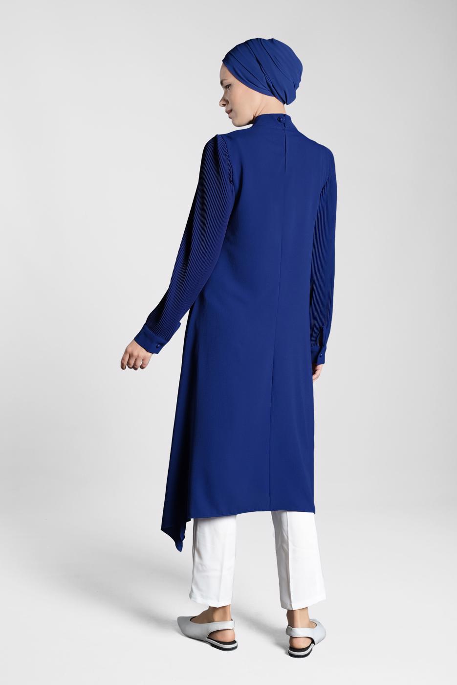 Tesettür giyim LACİVERT FİTİLLİ KOL UZUN TUNİK 0722