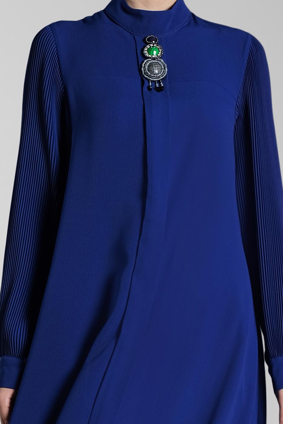 Tesettür giyim LACİVERT FİTİLLİ KOL UZUN TUNİK 0722