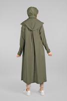 Tesettür giyim HAKİ ÖNDEN DÜĞMELİ UZUN TUNİK 764 