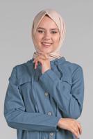 Tesettür giyim LACİVERT ÖNDEN DÜĞMELİ UZUN TUNİK 764 