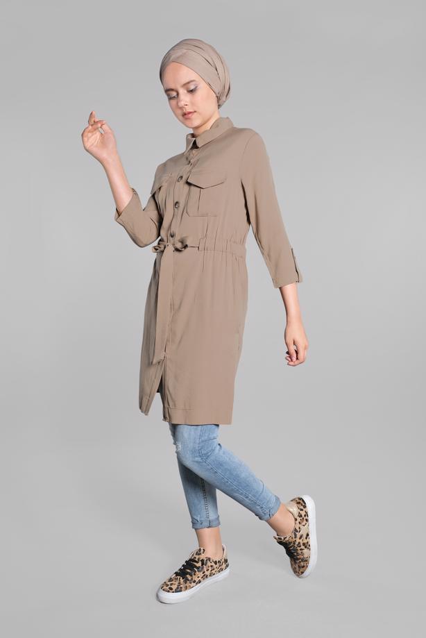 Vêtements hijab  Button Pocketed Tunic T 826 - TRENDTESETTÜR