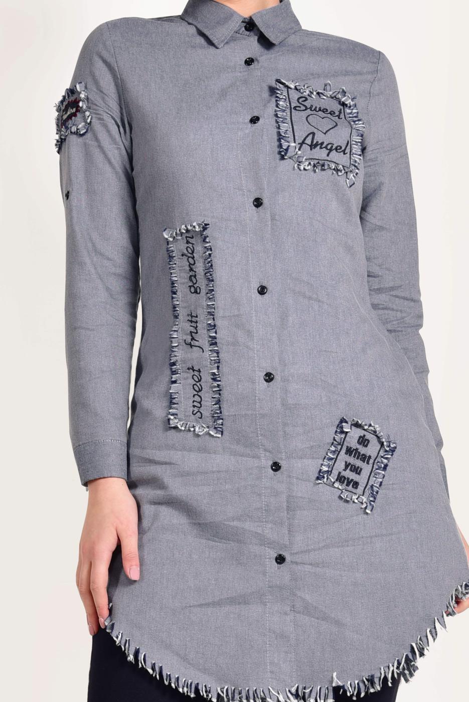 Hijab clothing NAVY BLUE PRINTED TUNIC T 0829 