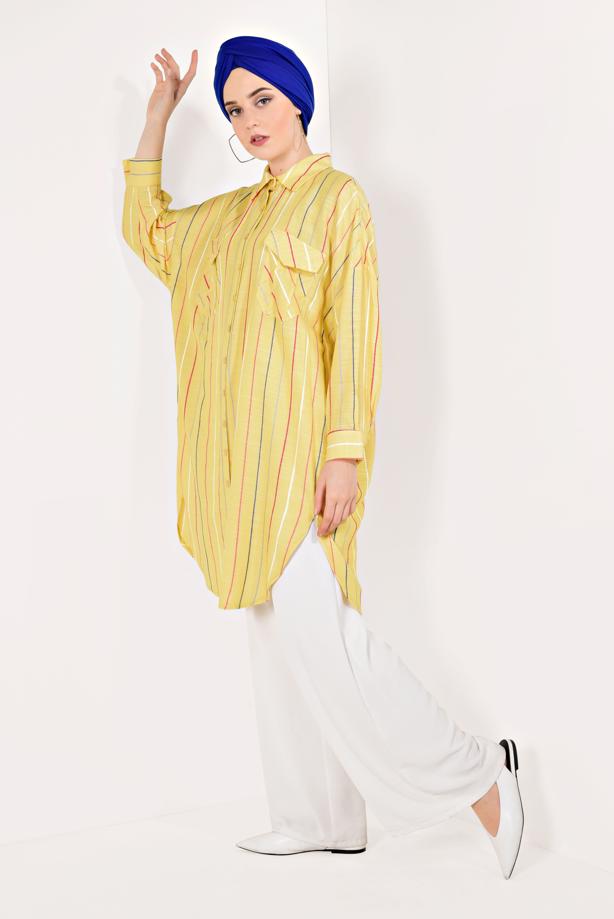 Vêtements hijab  VOLUMINOUS STRIPPED SHIRT 0971 - TRENDTESETTÜR