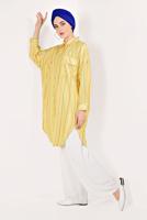 Vêtements hijab JAUNE CHEMISE RAYÉE À VOLUME 0971 